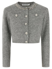 Women's Gray Polyester Cardigan Clothing