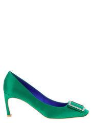 Women's Trompette Pump Green Viscose Silk