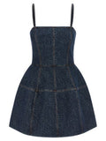 Women's Blue Cotton Short Dress