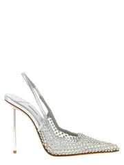 Women's Rhinestone-Embellished Slingback Heel Silver