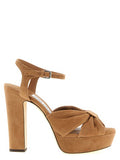 Women's Heloise Platform Sandal Brown Leather Polyester Metal Heels