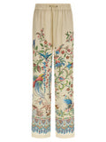 Women's Beige Polyester Casual Pants