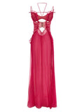 Women's Fuchsia Silk Long Dress