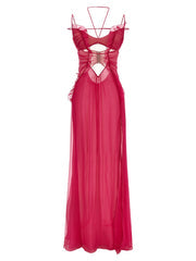 Women's Fuchsia Silk Long Dress
