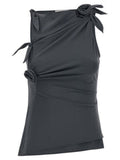 Women's Gray Polyamide Tank Tops