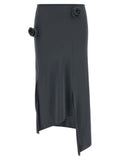 Women's Gray Polyamide Midi Skirt