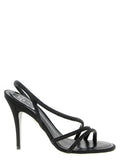Women's Crystal-Embellished Viscose Stiletto Sandal Black Silk