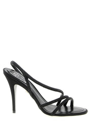 Women's Crystal-Embellished Viscose Stiletto Sandal Black Silk