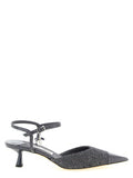 Women's Texturized Patent Leather Slingback Heel Gray Tencel