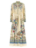 Women's Multicolor Cotton Long Dress