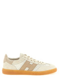 Women's Beige Cotton Low Top Sneakers