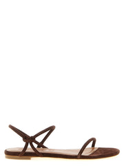 Women's Brown Cowhide Flat Sandals