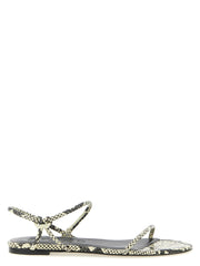Women's Bicolor Cowhide Flat Sandals