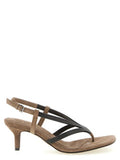 Women's Beige Lamb Leather Flat Sandals