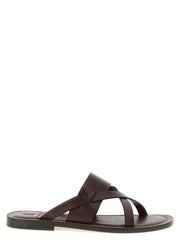 Men's Brown Calfskin Slides Shoe