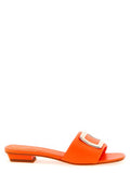 Women's Slide Orange Lamb Leather Heels