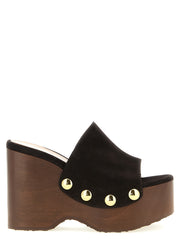 Women's Brown Suede Leather Wedge Sandals