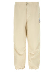 Men's Beige Cotton Athletic Pants