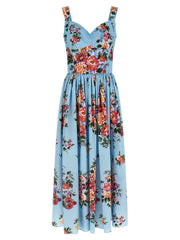 Women's Blue Cotton Long Dress