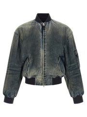 Men's Gray Polyester Bomber Clothing