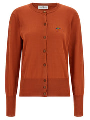 Women's Orange Cotton Cardigan Clothing