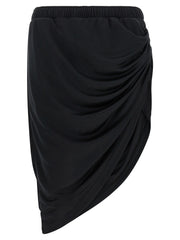 Women's Black Polyester Long Skirt