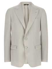 Men's Gray Virgin Wool Blazer Clothing