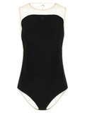 Women's Black Polyester Bodysuit Clothing