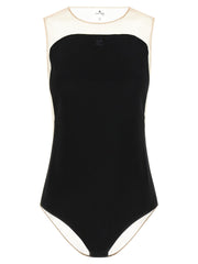 Women's Black Polyester Bodysuit Clothing
