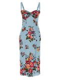 Women's Blue Viscose Midi Dress
