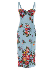 Women's Blue Viscose Midi Dress