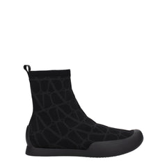 Men's Black Fabric High Top Sneakers