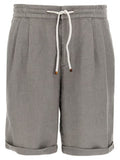 Men's Gray Linen Bermuda Shorts