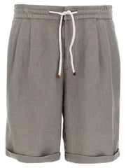Men's Gray Linen Bermuda Shorts
