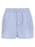 Women's Blue Cotton Bermuda Shorts