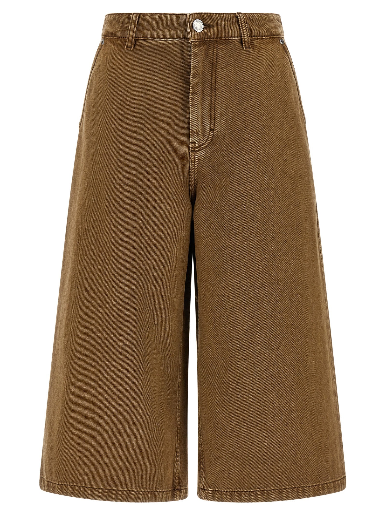 AMI Paris Garment-Dyed Cotton Bermuda Shorts — Brown