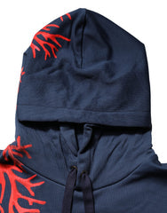 Men's Blue Cotton Coral Logo Hooded Sweatshirt Sweater Clothing