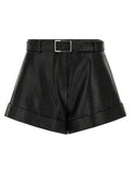 Women's Black Lamb Leather Bermuda Shorts