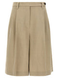 Women's Beige Viscose Bermuda Shorts