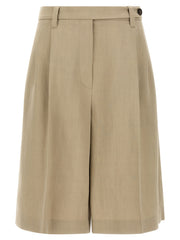 Women's Beige Viscose Bermuda Shorts