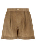 Women's Beige Polyester Bermuda Shorts
