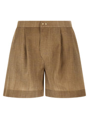 Women's Beige Polyester Bermuda Shorts