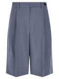 Women's Blue Viscose Bermuda Shorts
