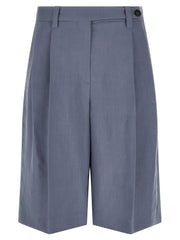 Women's Blue Viscose Bermuda Shorts