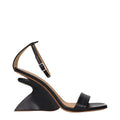 Women's Sculptural Leather Sandal Heel Black