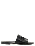 Men's Black Leather Slides Shoe