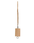 Men's Beige Leather Logo Embossed Lanyard Card Holder Wallet Calf