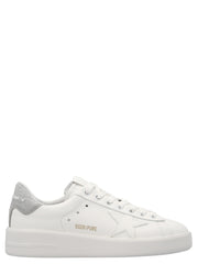 Women's Silver Leather Low Top Sneakers