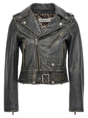 Women's Black Cowhide Leather Jacket Clothing