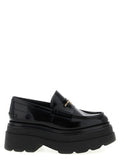 Women's Black Cowhide Platform Loafers